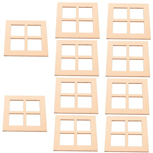 UKCOCO 10 Piezas Miniatura Ventana de Madera para Casa de Muñecas Accesorios Decorativos de Rejillas para de Maquetas y Manualidades