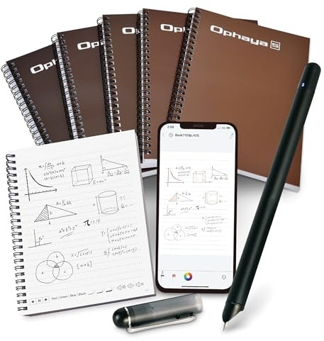 Ophaya Sync Smart Pen and A5 Notebook(5-Pack) for Note Taking| Gifts for Adults Women Men Coworkers Teachers Students Guest Friends | Sync Notes to Phone/Tablet Instantly/Convert to Text