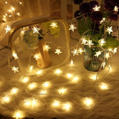 Kjzeex Star Fairy Lights, 4.5M/20 LEDs Battery Powered String Lights, Two Mode Decoration String Lights for Indoor Outdoor, Party, Birthday, Valentine, Christmas (4.5m)