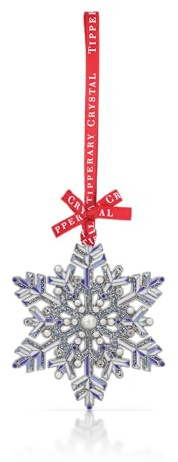 Tipperary Crystal Sparkling Snowflake Christmas Hanging Ornament – Decorative Silver Tree Decoration with Crystals