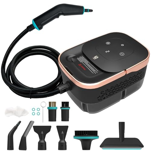 2500W Handheld Steam Cleaner, 6-Speed with Large Tank & 10 Accessories | 10s Heat-Up steamer cleaning for Kitchen, Bathroom, Car Detailing, Tile & Grout Cleaning
