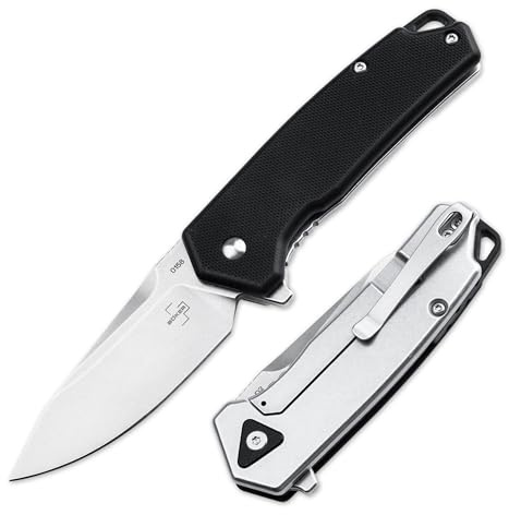 BÖKER PLUS® Gemtek Black G10 - Taschenmesser mit Flipper - Tactical Framelock Folder Knife - Einhandmesser mit D2 Droppoint Klinge legal - 1 Hand Klappmesser taktisch mit G10 Griff schwarz & Clip