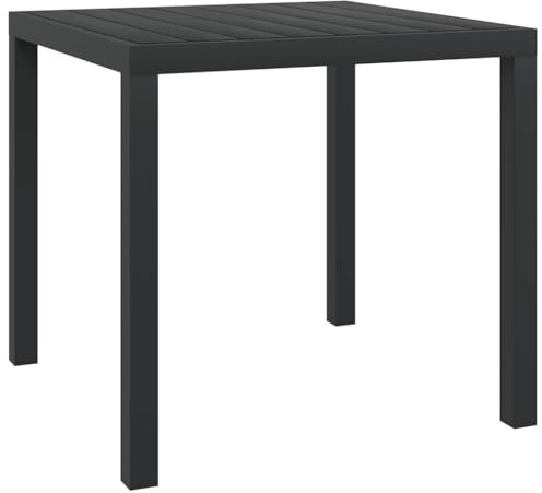 Tomostar Garten-Esstisch, Gartentisch, schwarz, 80 x 80 x 74 cm, Aluminium und WPC