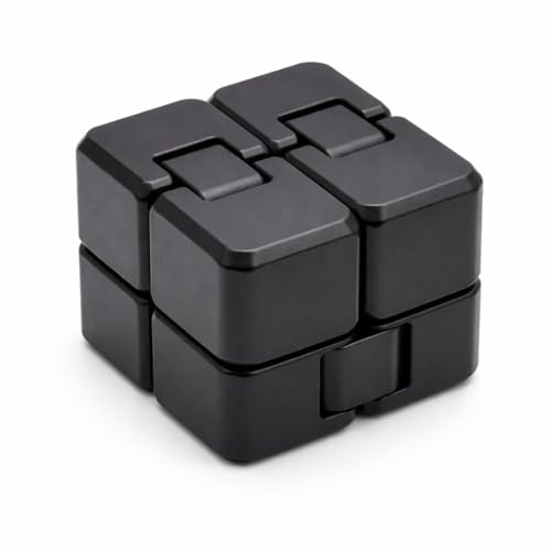 FOLDIXA Faltbarer Fidget Würfel – Anti Stress Spielzeug für Erwachsene & Kinder – Leise, Endlos faltbar, Stabiler Cube – 3D Druck Premium Qualität – Desk Toy gegen Stress & Konzentration (Schwarz)