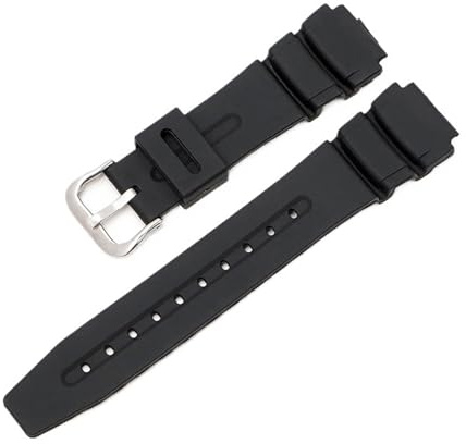 Kompatibel mit Casio Watch Rubber Strap DW-290 DW-340 AD-300 Resin Armband Ersatzzubehör Band Sport Wasserdichtes Werkzeug(Black-sliver clasp)