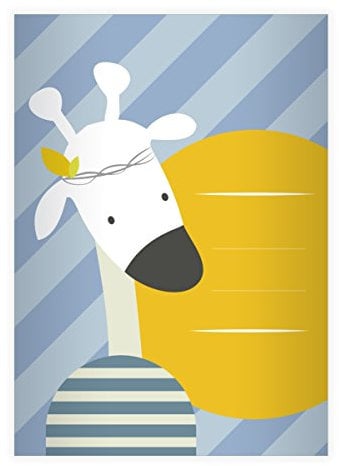 Kartenkaufrausch 4 Lustige Streifen DIN A4 Schulhefte, Rechenhefte mit Giraffe als Indianer in blau Lineatur 22 (Kariertes Heft)