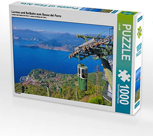 CALVENDO Puzzle Laveno und Seilbahn zum Sasso del Ferro 1000 Teile Puzzle quer | Lege-Größe cm Foto-Puzzle für glückliche Stunden