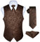 Enlision Anzugweste braun Herren Hochzeit Paisley Westen & Krawatte Einstecktuch Party Floral Jacquard Anzug Weste Set XL