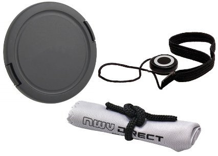 Digital Nc Seitlicher Klemmhalter für Objektivdeckel (62 mm) + Objektivdeckelhalter + NW Direct Mikrofaser-Reinigungstuch für Panasonic Lumix DC-FZ1000 II