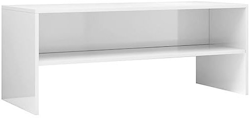 vidaXL TV Schrank Lowboard Couchtisch Fernsehschrank Fernsehtisch Sofatisch TV Tisch Möbel Board Sideboard Hochglanz-Weiß 100x40x40cm Holzwerkstoff