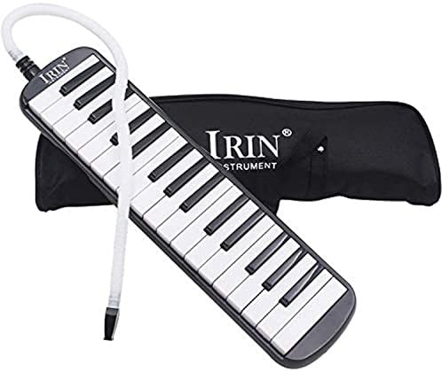 Melodica 32 Key Pianica Portable with Carrying Bag Short and Long Mouthpieces for Beginners Kids Gift(Black)