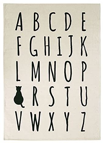 Kinderteppich mit Alphabet und Katze, 120 x 170 cm, Beige
