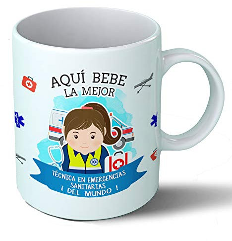 Planetacase - Taza Técnico de Emergencias Sanitarias - Regalo Original - Cerámica 330 mL - Taza Desayuno Apta para Microondas y Lavavajillas - Resistente a Lavados - Técnico Emergencias (La)