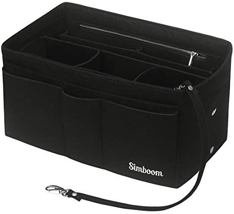 SIMBOOM Taschenorganizer für Frauen Handtasche, Taschen Organisator Filz Innentaschen für Handtaschen Bag in Bag Organizer Handtaschenordner mit Abnehmbare Fächer, Schwarz/M