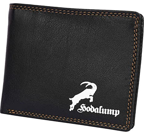 Hodalump Echt-Leder Geldbörse • Geldbeutel für Damen und Herren mit RFID-Schutz • Portmonee mit Münzfach in Schwarz