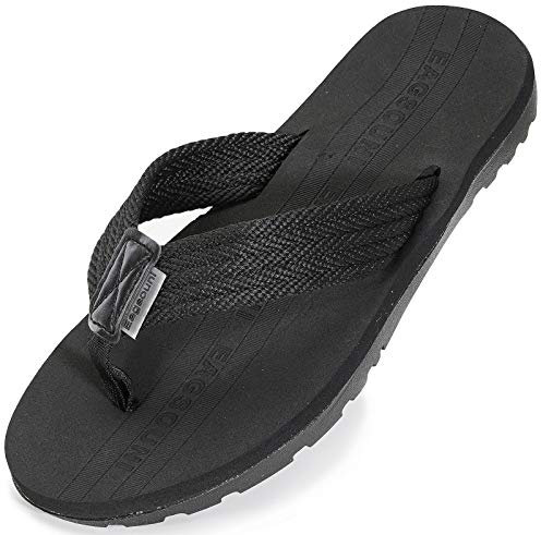 Flip Flops Beach Shoes Pool Shoes Water Slipper Summer Sliders Thong Sandals Unisex, Pure Black, 5 UK