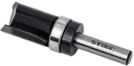 STIER Bündigfräser, mit Anlaufkugellager, 8 mm, Durchmesser 19 mm, Nutzlänge 25 mm, Hart-, Weich- und Holzverbundstoffe