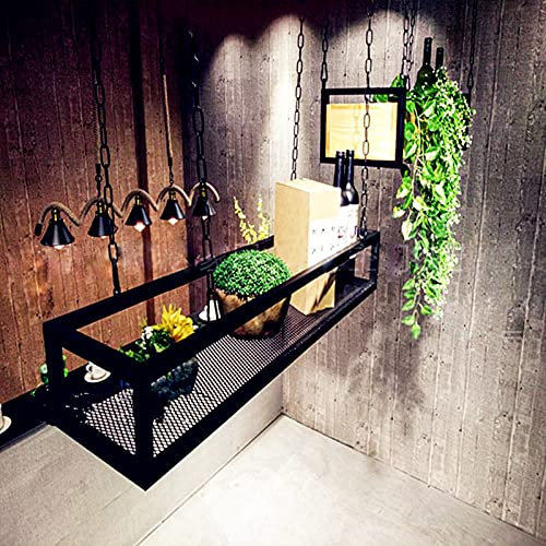 Cucina Scaffale a sospensione soffitto Stazione vino Portavolo Metallo Ferro Frame Spalatori Display Scaffalatura per balcone Soggiorno (60/80/120/140×25×15cm)-Scaffalatura galleggiante-Pot Pan Rack