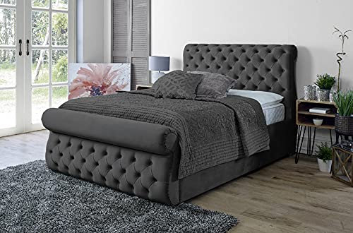 Ottoman Bed Double| 4.6ft Double Storage Bed with Gas Lift Up Heavy Duty Mesh Frame, Upholstered Base and Headboard (Black)