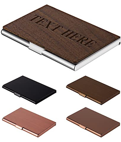 OXYEFEI Porta Biglietti da Visita Metallo Personalizzato con Foto, Porta Biglietti da Visita Tascabile Personalizzabile Personalizzato Con Testo Inciso, Foto, Logo (Testo)