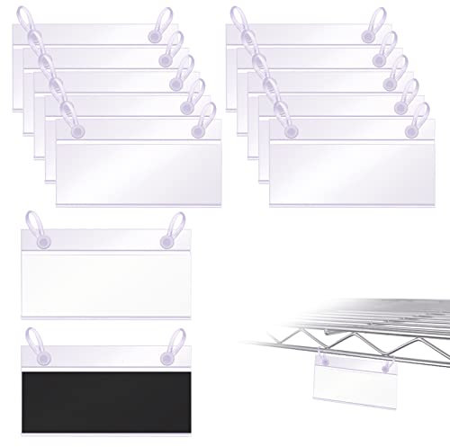 LEMGU 30 Stück Kunststoff-Etikettenhalter für Korb, Etikettenhalter, Preisschilder, Draht-Regalhalter, Clip mit einfachem Knopfverschluss (60 Etikettenpapier im Lieferumfang enthalten)