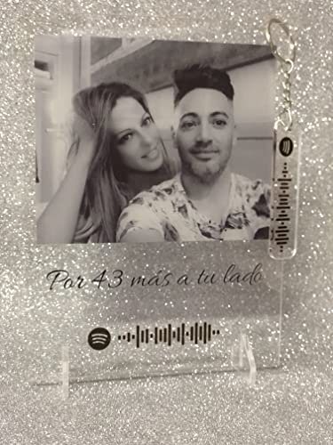 Uvimark | Placa Spotify Personalizada | Base con Luz | Código Canción Spotify Placa con Foto y Mensaje | Regalo Original | Enamorados | Regalos Personalizados