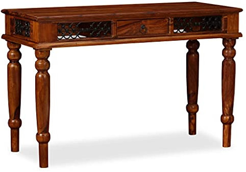 Hommdiy Sheesham-Holz Massiv Schreibtisch mit 1 Schublade Bürotisch PC Tisch Arbeitstisch Laptoptisch Computertisch Palisander 120x50x76cm