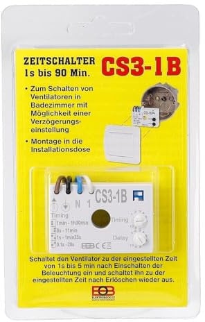 easyPART Kompatibel/Ersatz für EUROPART CS3-1B Elektrobock CS31B externes Nachlaufrelais Nachlaufzeit Timer Verzögerung Zeitschalter 1 Sek - 90 Min Steuerung Unterputz elektronisch 230V IP20 für Bad