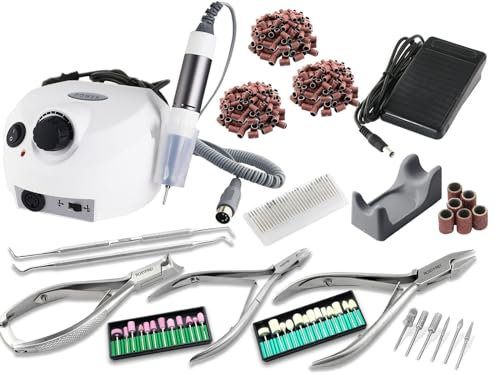 Fußpflegegerät Fräser Komplette Ausstattung Fußpflege-Set Maniküre Pediküre-Set Kombi Set mit Nagelzangen Set und Diamantschleifer