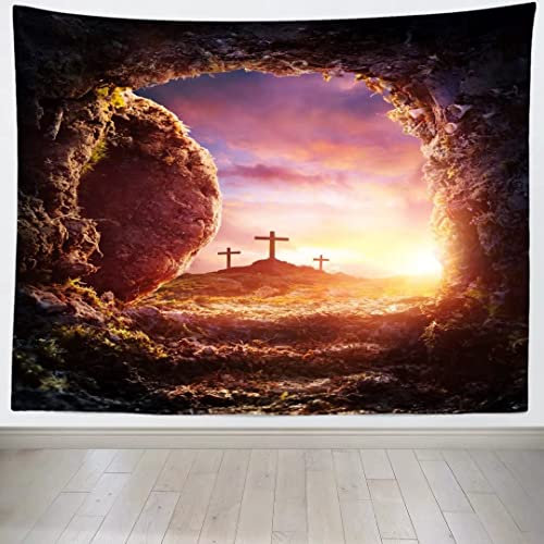 Wunderschönes Bild, 150 x 250 cm, Kreuzigung und Auferstehung, Wandteppich, Hintergrund, Erlösung, Kreuz, Fotografie, Hintergrund, Höhle, Grab, Wandteppich, Heimwanddekoration