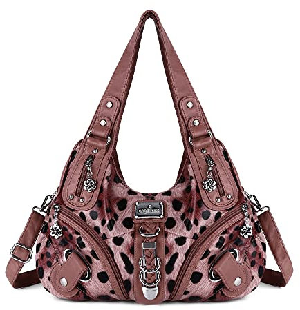 Angelkiss Hobo Geldbörsen und Handtaschen für Frauen Satchel Handtasche Frauen Geldbörsen Große tägliche Schultertaschen, Leopard Pink