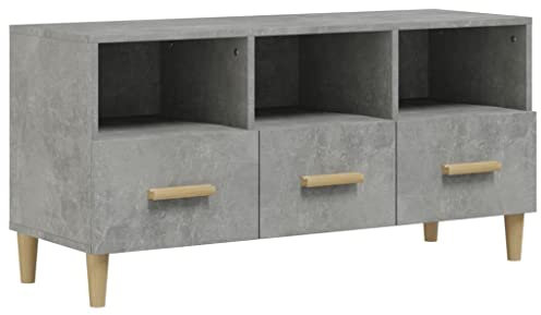 vidaXL Engineered Wood TV Cabinet - Modern Media Unit with Multiple Storage Compartments and Drawers - Concrete Grey - Ideal for Living Room or Bedroom