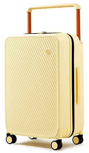 mixi Gepäckkoffer, leicht, breiter Griff, PC-Hartschalengepäck mit Spinnrädern und TSA-Schloss, mit Abdeckung, Lark Yellow, 20-Inch, Reisen