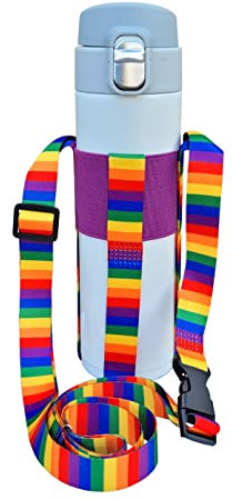 MAKA WEAR WITH PRIDE Shoulder strap Hands-Free Flask, Bottle and Travel Mug Carrier Minimalist Design Perfect for Daily Commute- Walks- Trekking- Safari Holidays (Pride Hor)