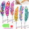 6 Pcs 5D Diamant Painting Lesezeichen Feder,Diamant Malerei Lesezeichen mit Anhänger Kristall,Diamant Painting Lesezeichen Kinder Erwachsene für Anfänger Schule DIY Kunsthandwerk Geschenk