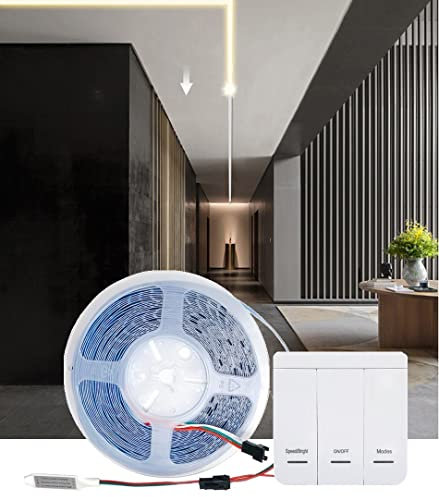 TOT ELECTRIC Strip striscia led 24V 5 metri luce a scorrimento con controller wireless giochi di Luce Naturale per interno (W2835-24-120-N)
