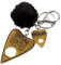 Schlüsselanhänger, Taschenschmuck Brett und Ouija-Tropfen, goldfarben, Glitzer, Quaste, schwarz., goldfarben, 12 x 4 cm