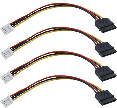 ECSiNG 4Pcs 4pin Male to SATA 15pin Female Drive Power Cable SATA Power Extension Cable Drive Power Adapter Electronic Accessories