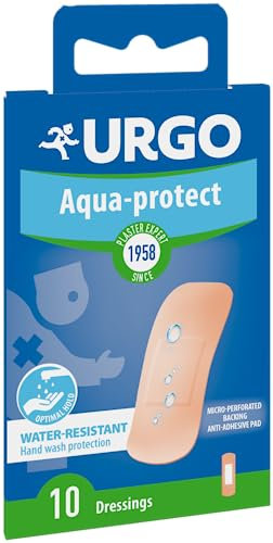 Urgo - AQUA PROTECT PFLASTER - Waschbare und wasserbeständige einzelne Pflaster zum Schutz oberflächlicher Wunden - Schützt beim Händewaschen - Optimaler Halt - 10 Pflaster