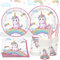 Heboland Set Stoviglie Unicorno Compleanno, 125pcs Rosa Decorazioni Unicorno Compleanno Bambina Piatti, Tovaglioli, Cannucce, Tazze per Primo Festa Bimba - 25 Ospiti