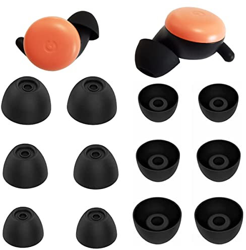Mijusun Replacement Ear Tips for Google Pixel Buds 2/A, Soft Silicone, Sound Isolating Design, Black