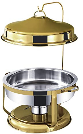 Stainless Steel Chafing Dish Buffet Set, Buffet Servers and Food Warmers with Hanger, Water Trays & Food Pans for Parties Buffets,Gold,9L