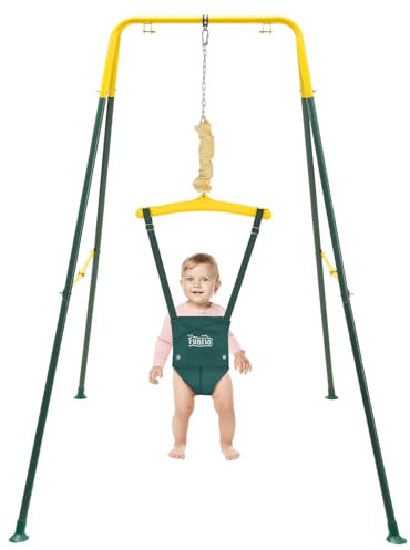 FUNLIO Gurn Altalene con Supporto per Neonati per 6-24 Mesi, Altalene Saltare Su per Bambini per Giochi Indoor/Outdoor, Maglione per Neonati/Ragazzo, con Catena Regolabile, Facile da Montare - Verde