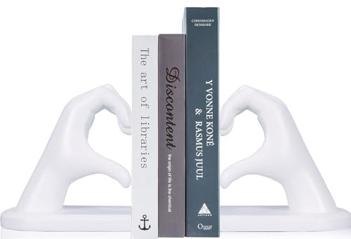 Serre-Livres décoratifs en résine Blanc,Serre Livres Créatif Geste-Base antidérapante,Serre-Livres Sculpture pour Le Salon,la décoration intérieure et Les séparateurs d'étagères de Bureau Bookends