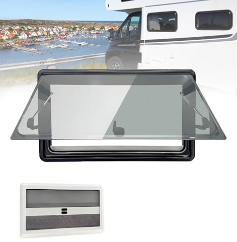 Wohnwagen Fenster Sonnenschutz Wohnmobil Fenster - Ausstellfenster Camper Wohnmobilfenster Externes Push Fenster mit Integriertem Rollo und Fliegengitter für Alle Arten von Fahrzeugen (500x350mm)