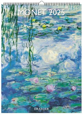 DRAEGER PARIS 1886 - Deko-Wandkalender 29 x 39 cm 2025 – 7 Sprachen – Januar bis Dezember 2025 – 12 Fotos in verschiedenen Themen erhältlich – Monet – Wandplaner – Foto abnehmbar
