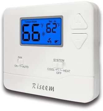 Digital Non-Programmable Thermostat for Home Single-Stage Systems, 1 Heat/1 Cool, Easy DIY Install, Blue Backlight