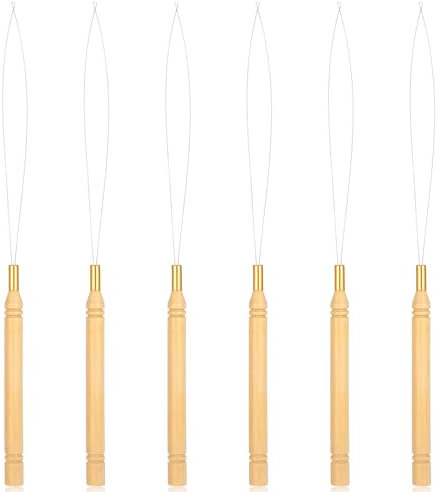 AOZUO Dreadlocks Extension,Bartperle,Bartperlen Zum Klipsen Einfädelhilfe Nadel Schlaufe Microring Extensions Zubehör Perleneinfädler Nadeleinfädler Mit Holzgriff Haarverlängerungsschlaufe für Haare