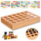 WishesMar 24 Slots Ätherisches Öl Halter Regal aus Bambus - Bietet Platz für 5ml 10ml ätherisches Öl-Flaschen - Holz Aufbewahrungs Ständer Gestell Organisator für Ätherische Öle und Duftöle