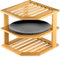 3 Tier Bamboo Corner Dish Rack Shelf - Cabinet & Pantry Kitchen Organization Space Saving Unit - Stacking Worktop Tidy Plate Holder Stand - Storage Organizer & Space Saver - Free Standing Cupboard